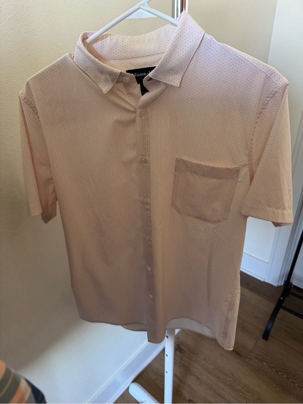 Mizzen+Main Shirt Mens M Trim Fit Leeward Collection Short Sleeve Light Pink